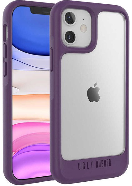 Apple iPhone 12 Mini Kılıf Çift Katmanlı Darbe Emici Ugly Rubber UR G Model Kapak Mor