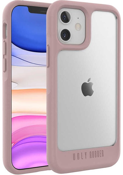 Apple iPhone 12 Mini Kılıf Çift Katmanlı Darbe Emici Ugly Rubber UR G Model Kapak Pembe