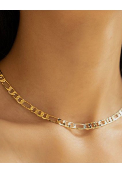 925 Ayar Gümüş Altın Kaplama Figaro Zincir Kolye fiyatları