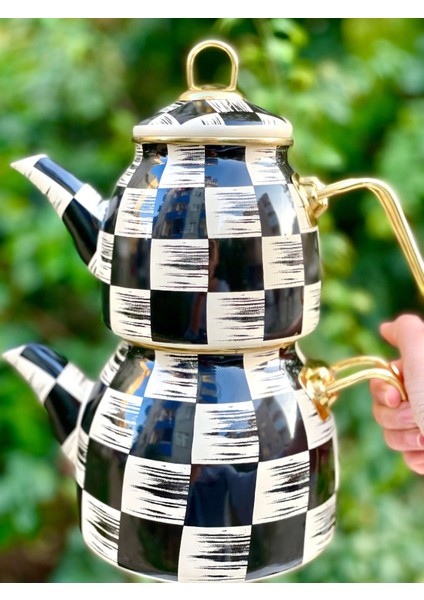 Damalı Emaye Çaydanlık fırsatları