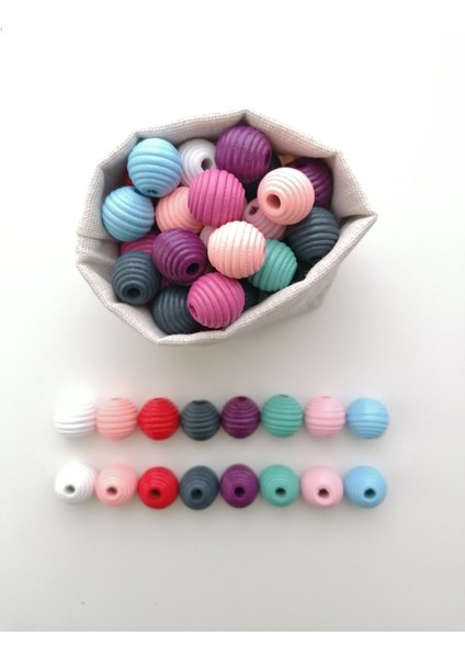 Ahşap Bal Kovanı Boncuk Karışık (50 Adet)