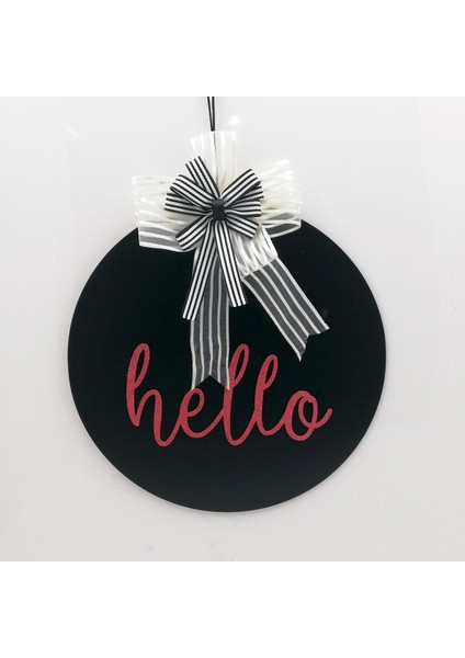 Ahşap Kapı Süsü Hello - Siyah 54280