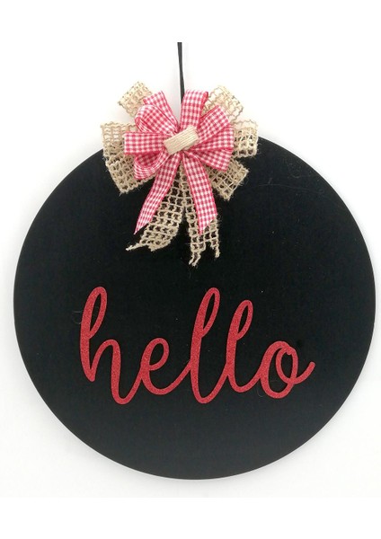 Ahşap Kapı Süsü Hello - Siyah 54282
