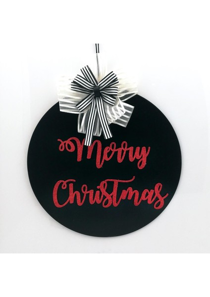 Ahşap Kapı Süsü Merry Christmas - Siyah 54298