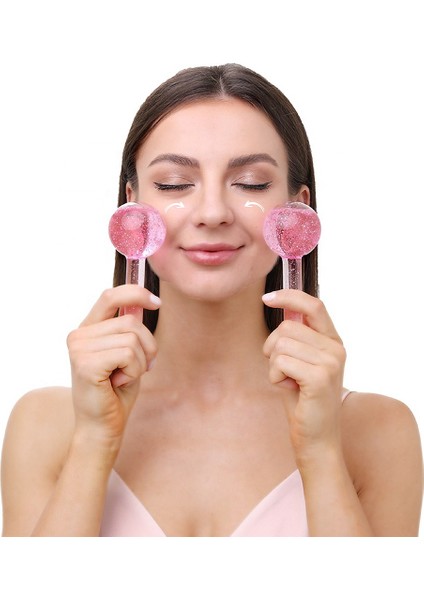 Ice Globes Buz Küresi Soğuk Masaj ve Terapi Topu 2 Adet BORASİLİKAT CAM(Pembe) SAKLAMA KUTULU