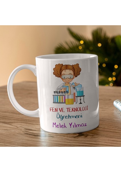 Fen ve Teknoloji Öğretmeni Tasarımlı Kişiye Özel Kupa Bardak