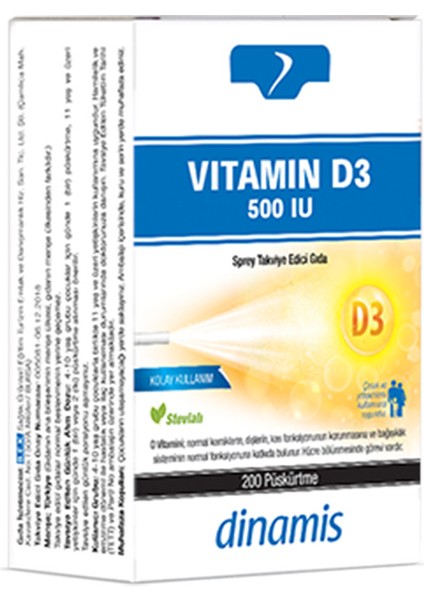 500 Iu Vitamin D3 Sprey Takviye Edici Gıda 200 Püskürtme