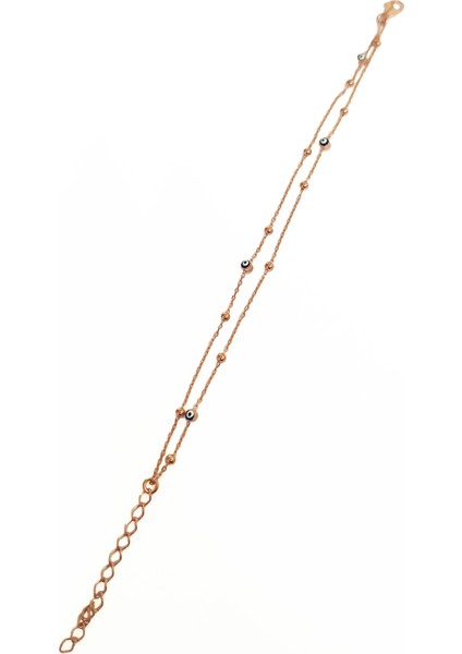 Çift Sıra Nazar Boncuklu Gümüş Zincir Bileklik fiyatları