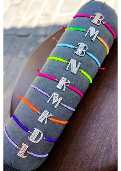 Lila Ipli Gümüş Harfli Bileklik indirimleri