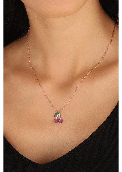 Küçük Yapraklı Kiraz Gümüş Kolye