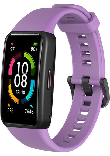 Huawei Band 6 Klasik Yumuşak Silikon Kayış Kordon KRD-47 Mor