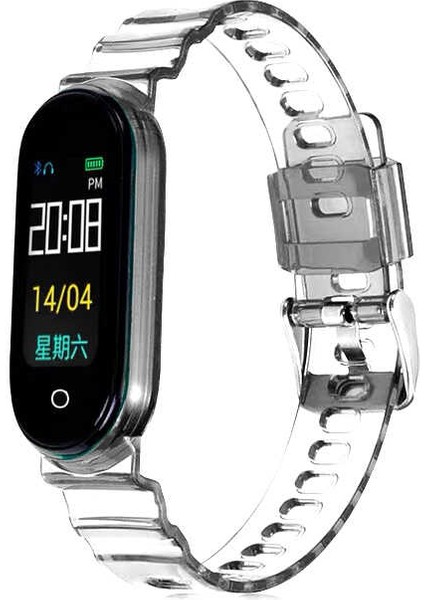 Xiaomi Mi Band 6 Şeffaf Görünüm Esnek Silikon Kayış Kordon KRD-27 Şeffaf