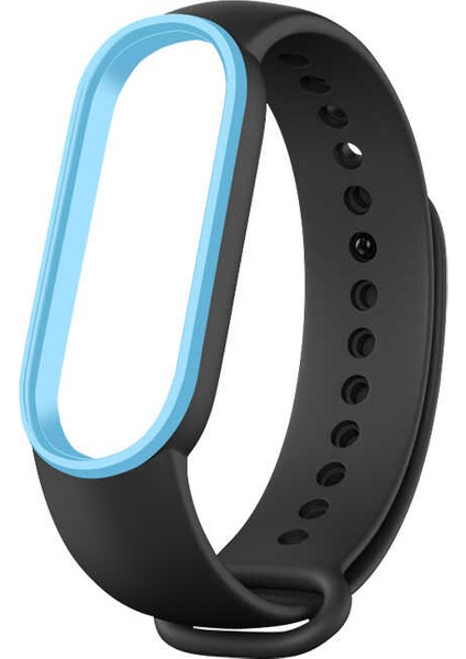 Xiaomi Mi Band 6 Esnek Silikon İki Renk Spor Kayış Kordon KRD-24 NO2 Siyah - Mavi