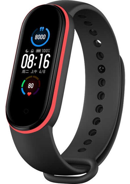 Xiaomi Mi Band 6 Esnek Silikon İki Renk Spor Kayış Kordon KRD-24 NO2 Siyah - Mavi