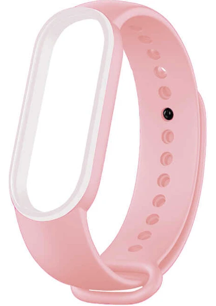 Case 4U Xiaomi Mi Band 6 Esnek Silikon İki Renk Spor Kayış Kordon KRD-24 NO3 Rose Gold - Beyaz