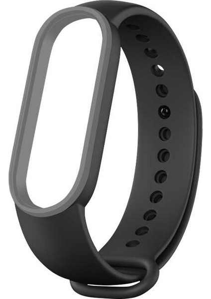 Xiaomi Mi Band 6 Esnek Silikon İki Renk Spor Kayış Kordon KRD-24 NO8 Siyah - Gri