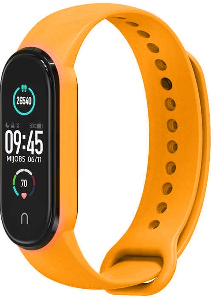 Xiaomi Mi Band 6 Akıllı Bileklik Klasik Yumuşak Silikon Kayış Kordon NO15 Turuncu