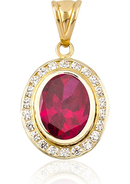 Altın Kanallı Ruby (Yakut) Renk Kolye