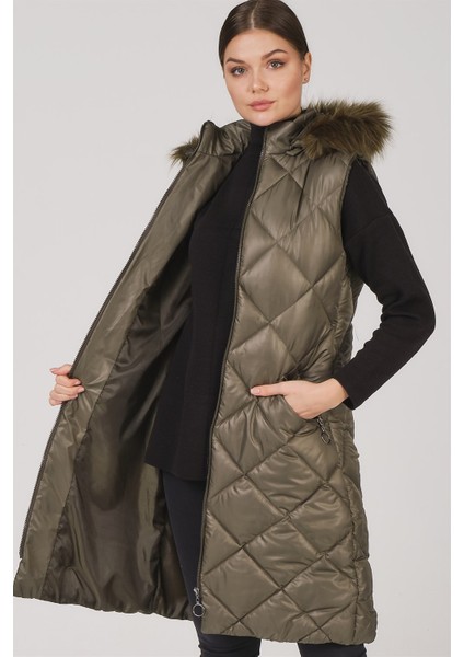 Z6717 Dewberry Bayan Yelek-Haki