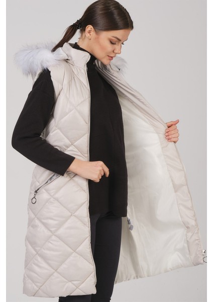 Z6717 Dewberry Bayan Yelek-Krem