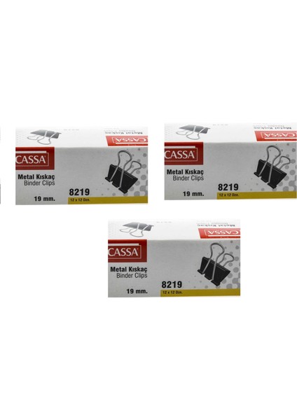 8219 Metal Kıskaç 19 mm 3 Paket