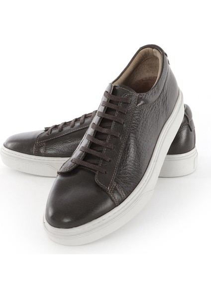 Hakiki Deri Füme Erkek Ayakkabı Günlük Beyaz Tabanlı Sneakers fiyatları