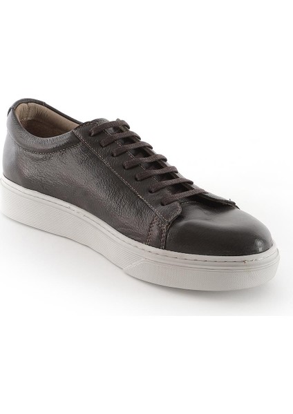 Hakiki Deri Füme Erkek Ayakkabı Günlük Beyaz Tabanlı Sneakers modelleri