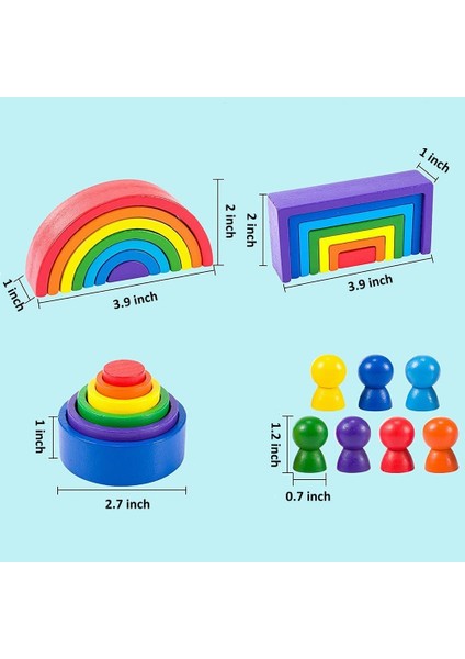 Ahşap Gökkuşağı Öğrenme Oyuncak Geometri (Yurt Dışından)