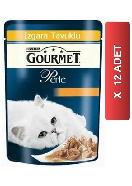 Gourmet Perle Izgara Tavuklu Yaş Kedi Maması 85 gr (12 Tane)