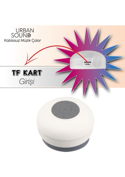 Urban Sound Su Geçirmez Tf Kart Girişli Mini Bluetooth Duş Hoparlörü