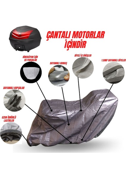 Piaggoi Fly 100 Çantalı (Topcase'li) Motosiklet Motor Brandası