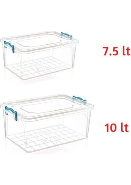 Çok Amaçlı Kapaklı Erzak Saklama Kabı Kutusu 7.5 Lt+10 Lt 2'li