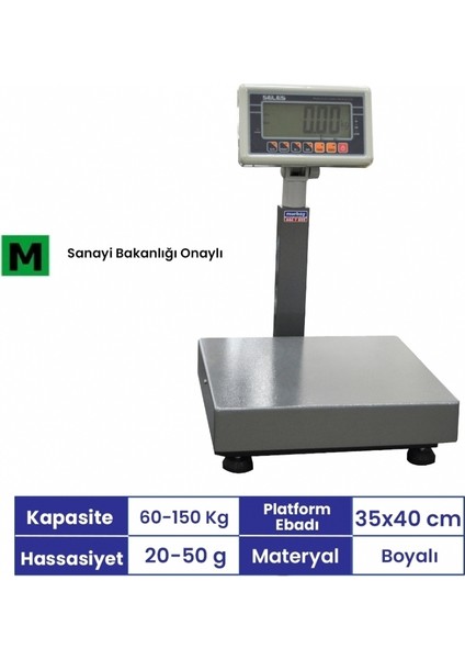 Bw 35X40 cm 150 kg Onaylı Tartım Baskülü