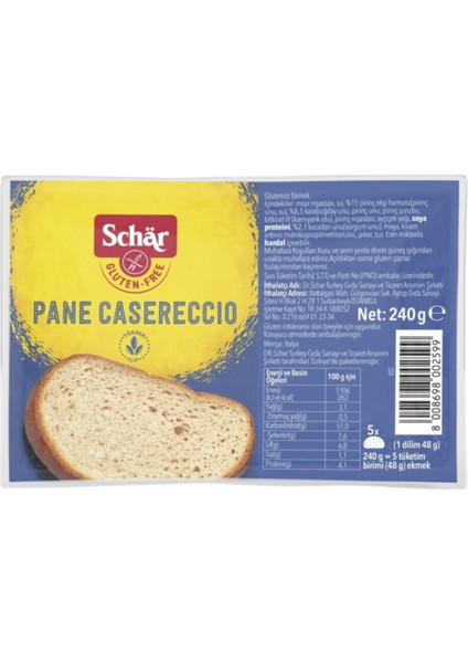 Pane Casereccio Glutensiz Ev Ekmeği 240 G X5