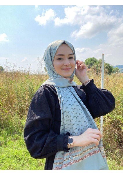 Kadın Vr Logo Desen Twill Şal Desenli Shawl
