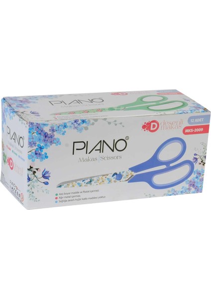 Piano Desenli Makas Orta Boy Ofis Makası Paslanmaz Çelik 17 cm