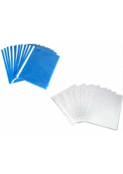 50 Adet Mavi Telli Dosya + 2 Paket 100'LÜ Poşet Dosya