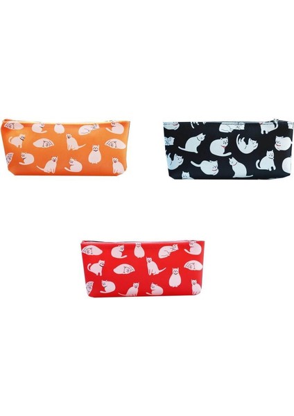 Silikon Color Kedi Desenli Kalem Kutusu 1 Adet Kalemlik