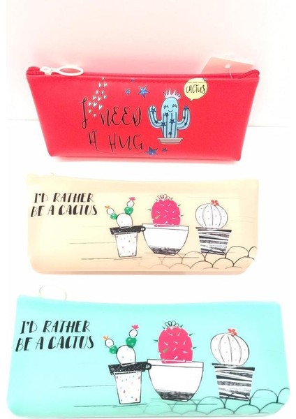 Silikon Kalem Kutusu Kaktüs Desenli 1 Adet