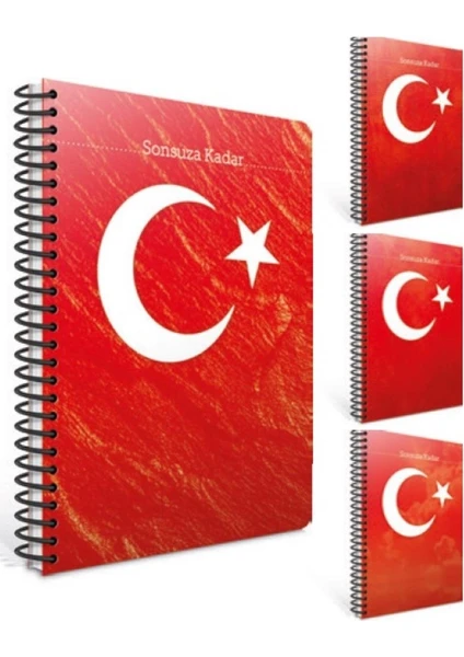 Gıpta Türk Bayrağı Kapaklı Sonsuza Kadar Defter  80 Yaprak Çizgili Spiralli