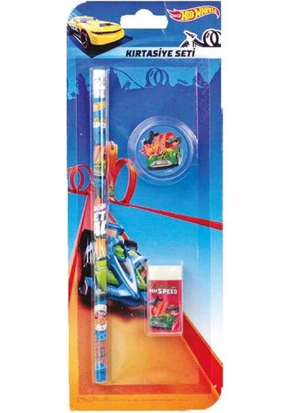 Hotwheels Lisanslı Kırtasiye Seti Kurşun Kalem + Silgi + Kalemtraş