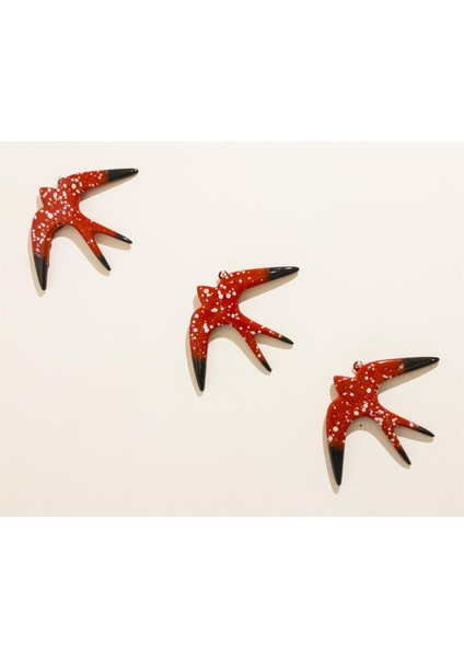 Antioch Artdesign Üçlü Kırlangıç Duvar Süsü Üçlü Kuş Bahçe Balkon Süsü Ev Dekor Eşya