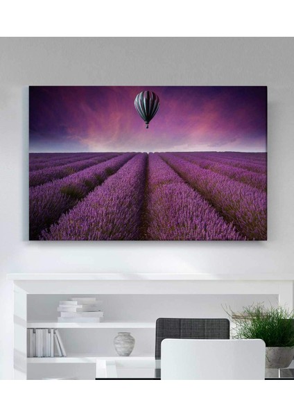 Lavanta Tarlası ve Hava Balonu Kanvas Tablo fiyatları