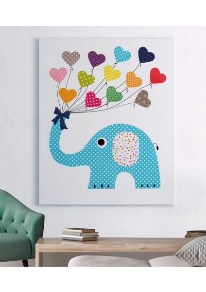 Mavi Fil Temalı Çocuk Odası Tablosu