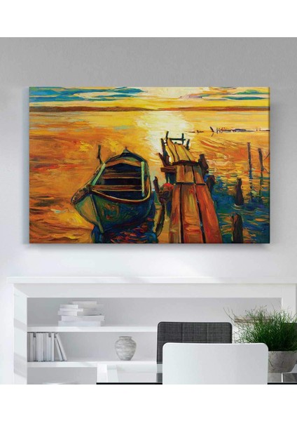 Gün Batımı Iskele Kanvas Tablo