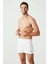 80054 Erkek Beyaz Pamuk Boxer Şort 1