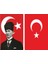 Kalpaklı Atatürk Bayrağı + Türk Bayrağı 100 x 150 cm 1