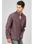 Erkek Çizgili Uzun Kollu Yün Apre Gömlek 017105 Bordo 1