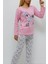 Baskılı Içi Tüylü Pijama Takımı Pembe 1