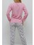 Baskılı Içi Tüylü Pijama Takımı Pembe 2